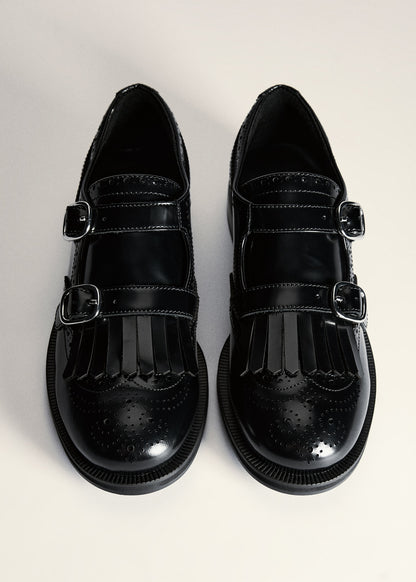 Leather loafers with metallic detail