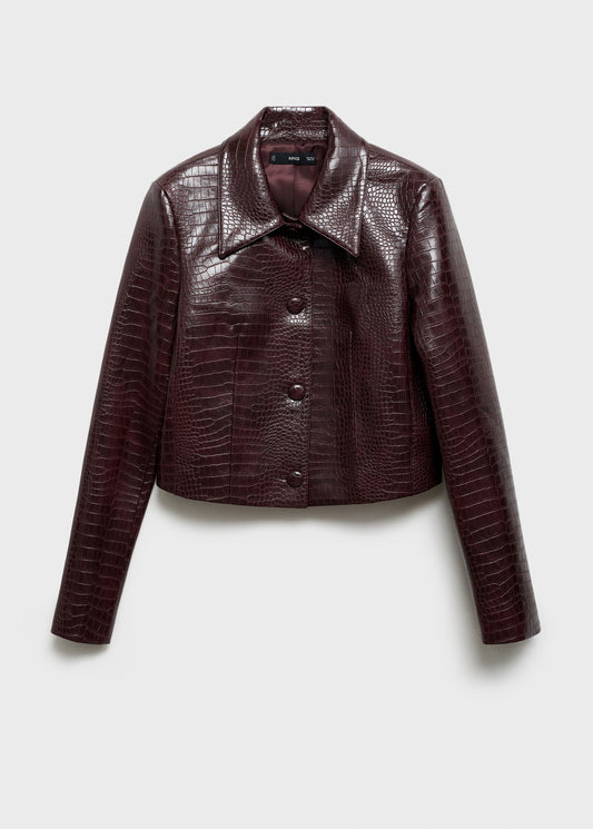 Crocodrile-effect cropped jacket