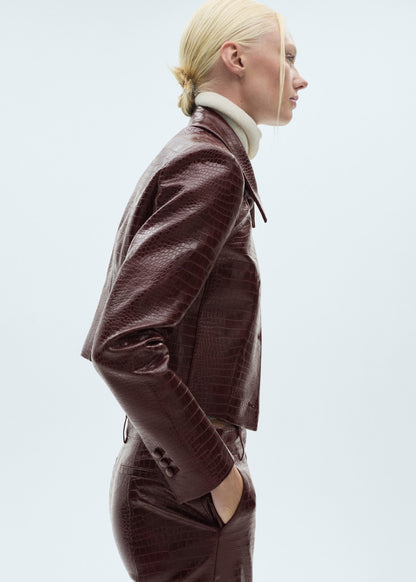 Crocodrile-effect cropped jacket