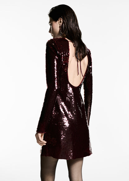 Scoop-back sequin dress