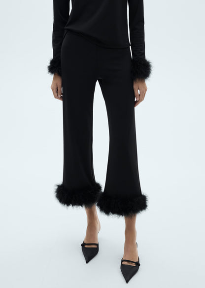 Cropped trousers with feather detail