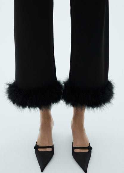 Cropped trousers with feather detail