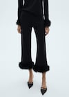 Cropped trousers with feather detail