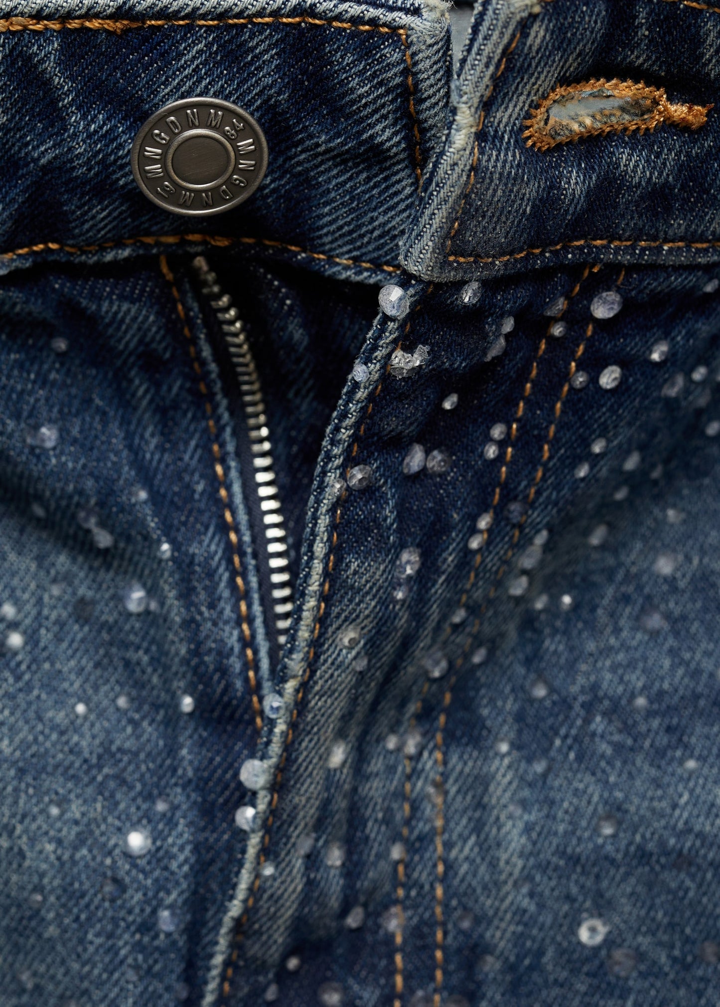 Straight-fit jeans with rhinestone detail