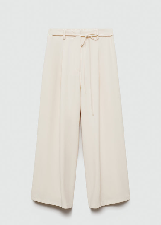 Wideleg trousers with elastic waist