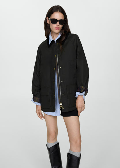 Waxed-effect short parka