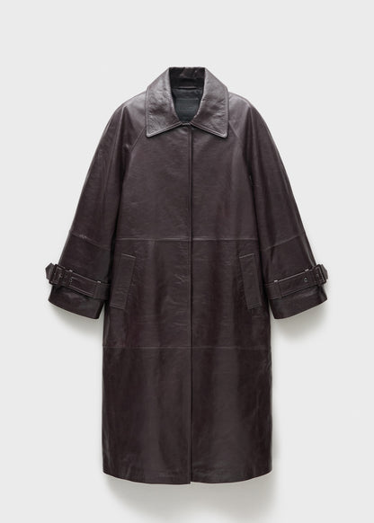 Oversize 100% leather coat