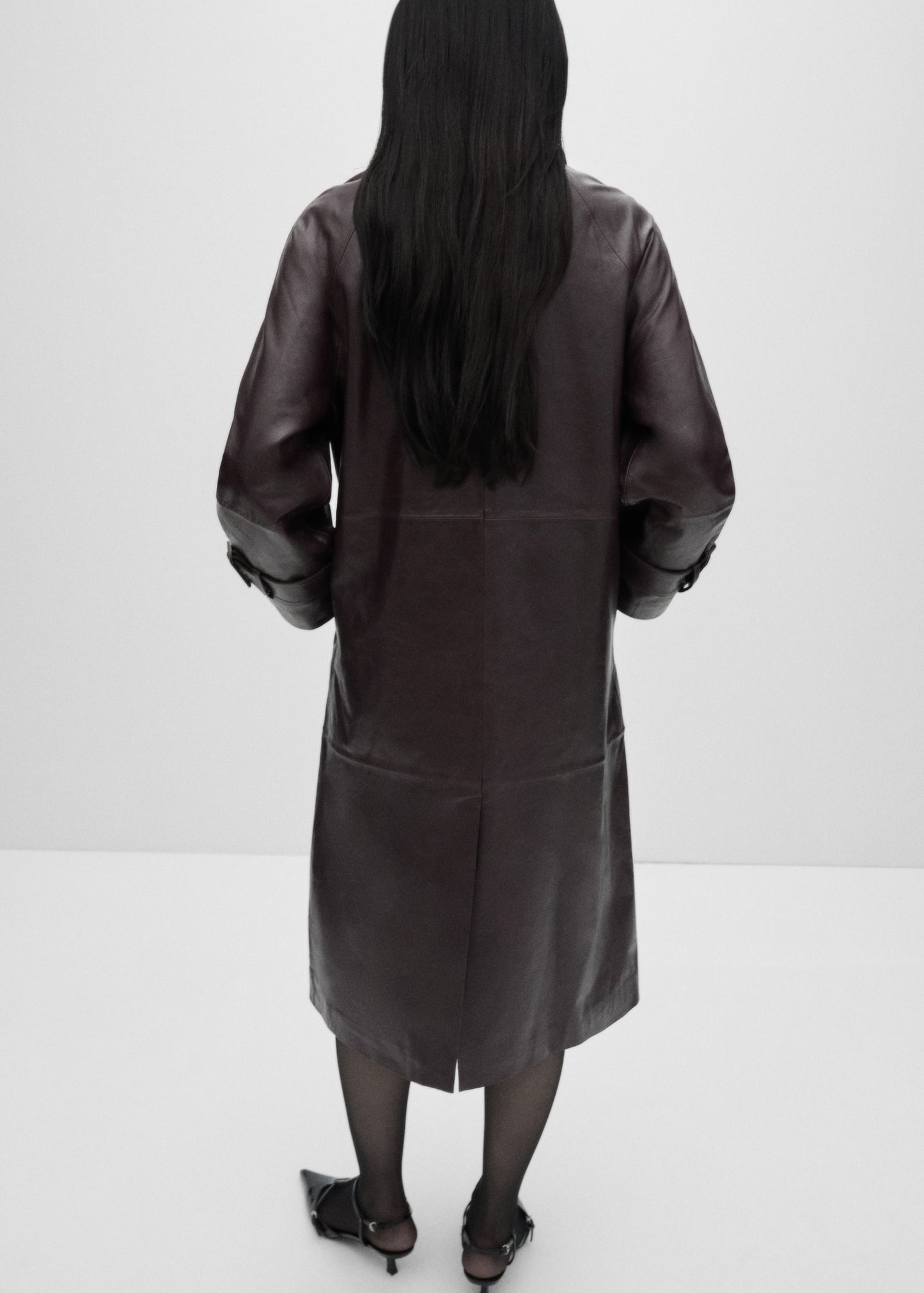 Oversize 100% leather coat