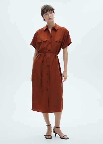 Lyocell shirt dress with bow