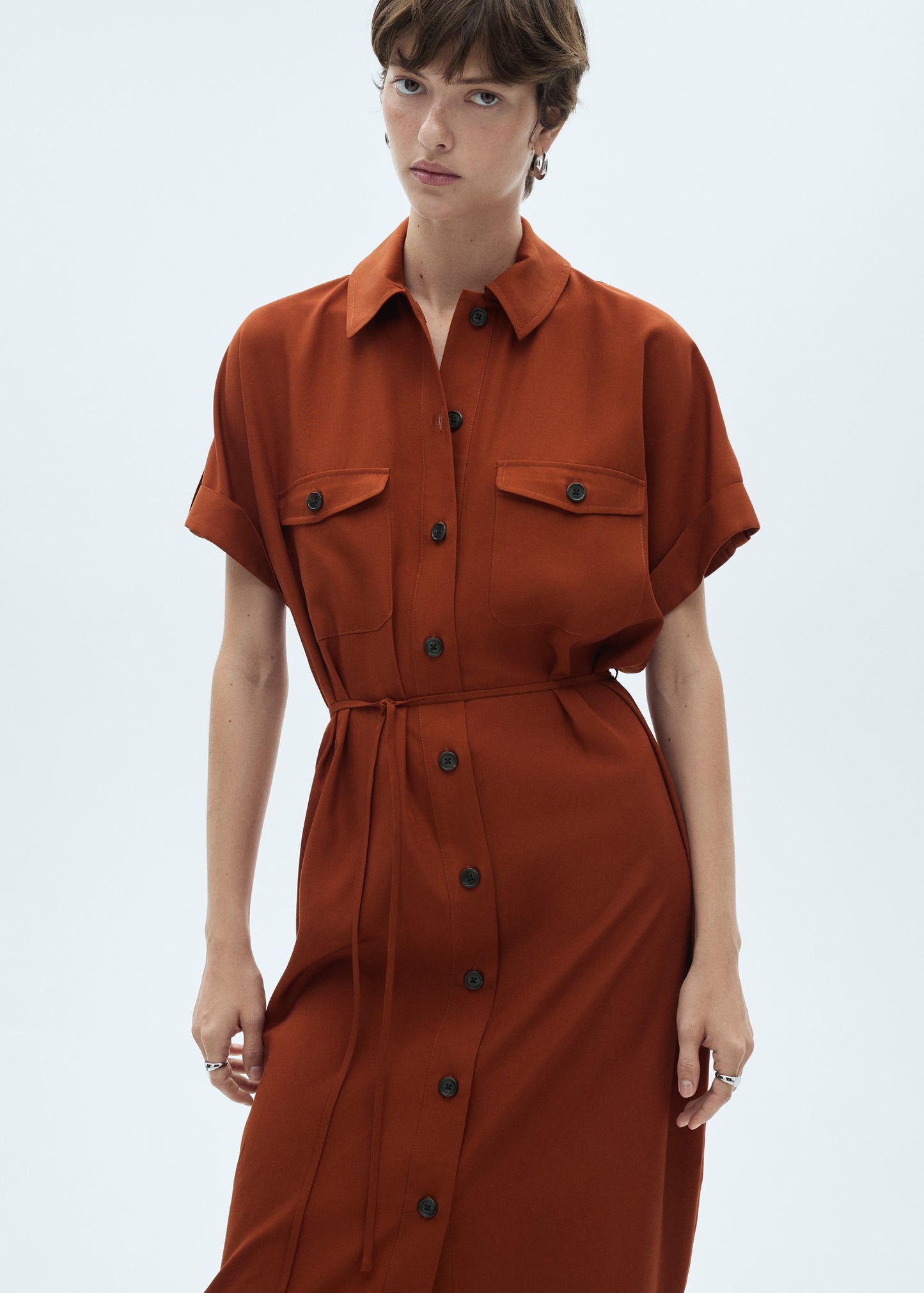 Lyocell shirt dress with bow