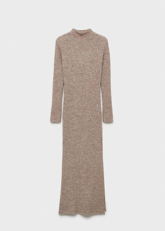 Ribbed knit dress with opening