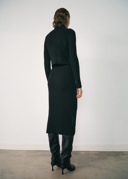 Zipper combined knit dress