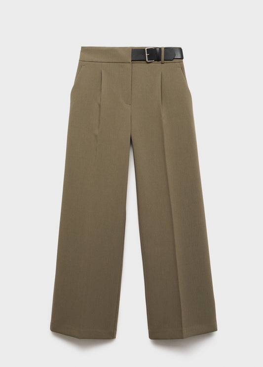 Belt straight-fit trousers