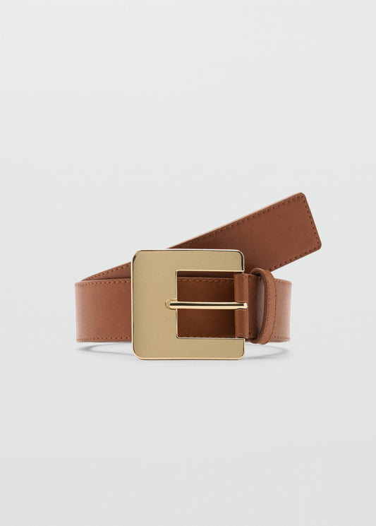 Maxi buckle leather belt