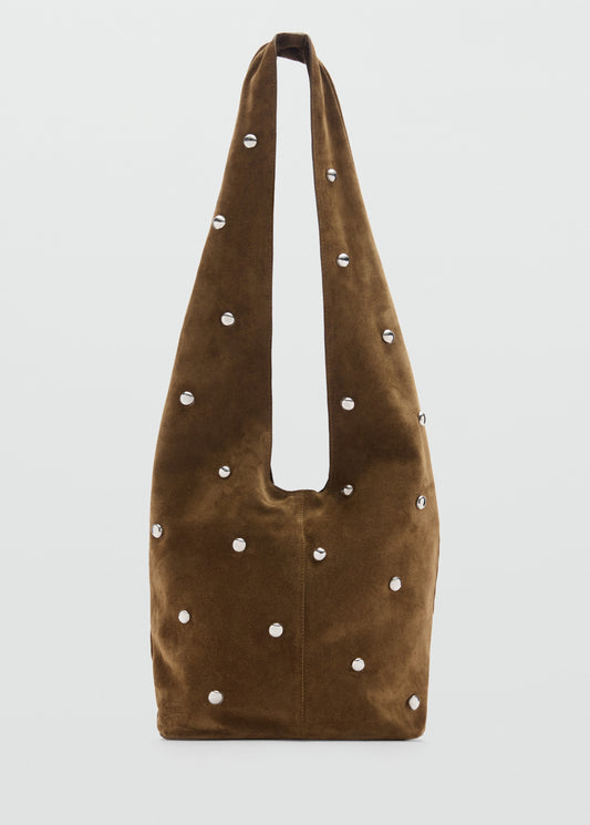 Split leather bag with studs