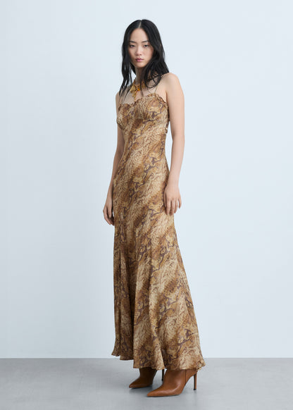 Snake print chiffon dress