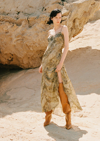 Snake print chiffon dress