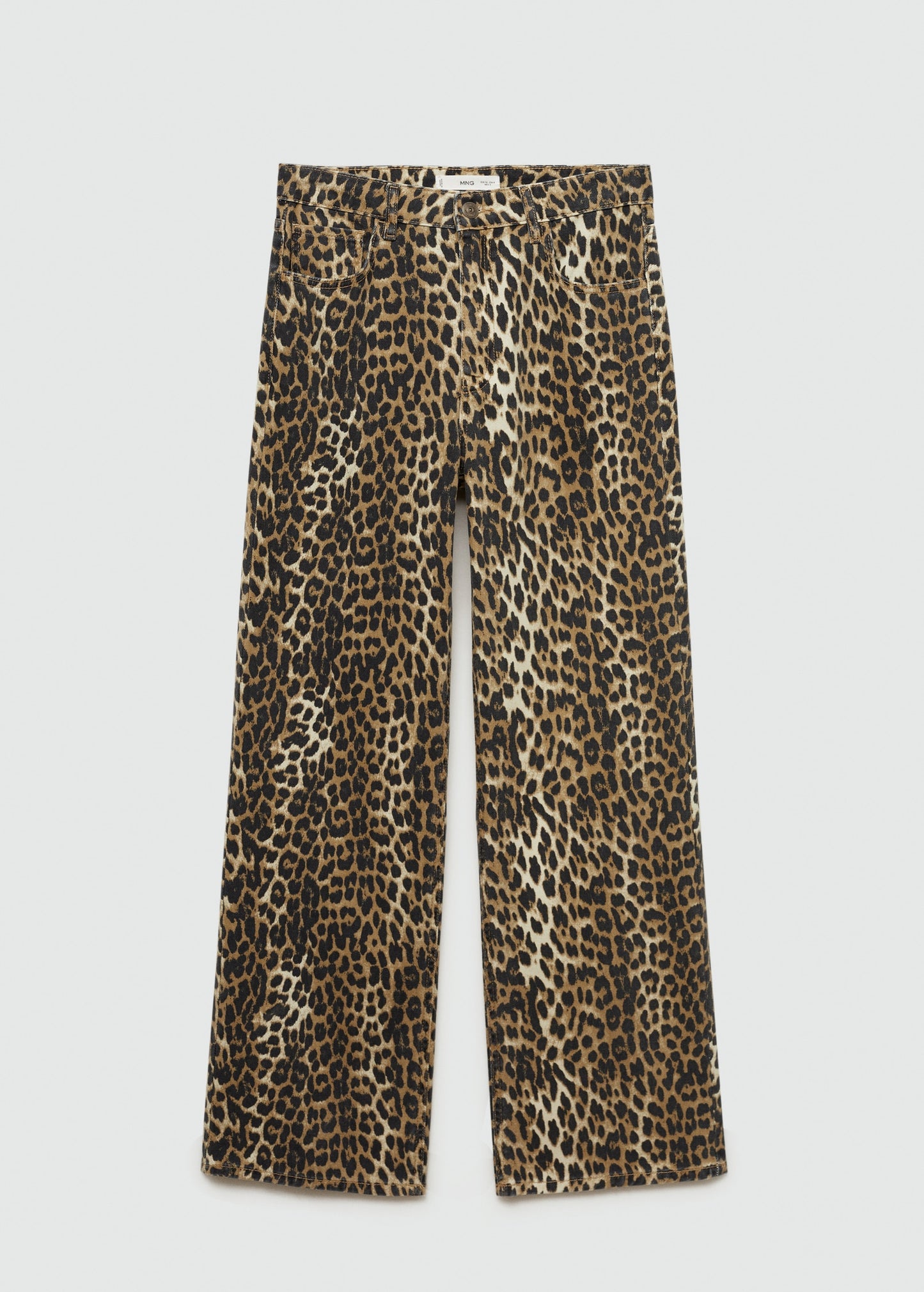 Leopard high-waist straight jeans