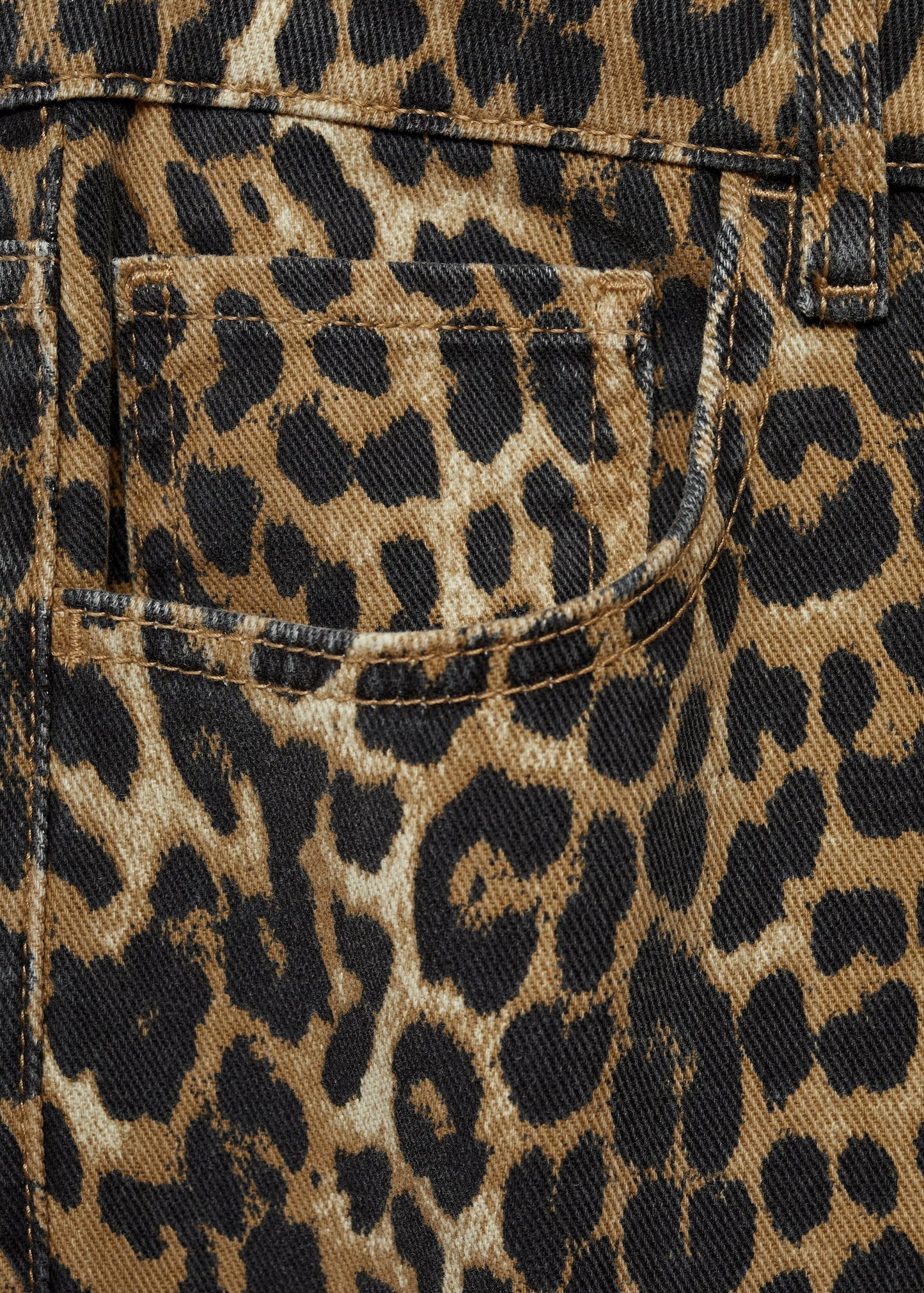 Leopard high-waist straight jeans