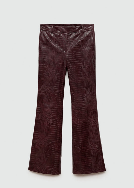 Snake-effect flared trousers