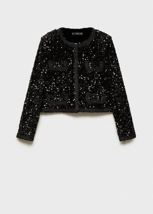 Sequin jacket with pockets