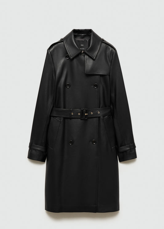 Leather-effect trench coat