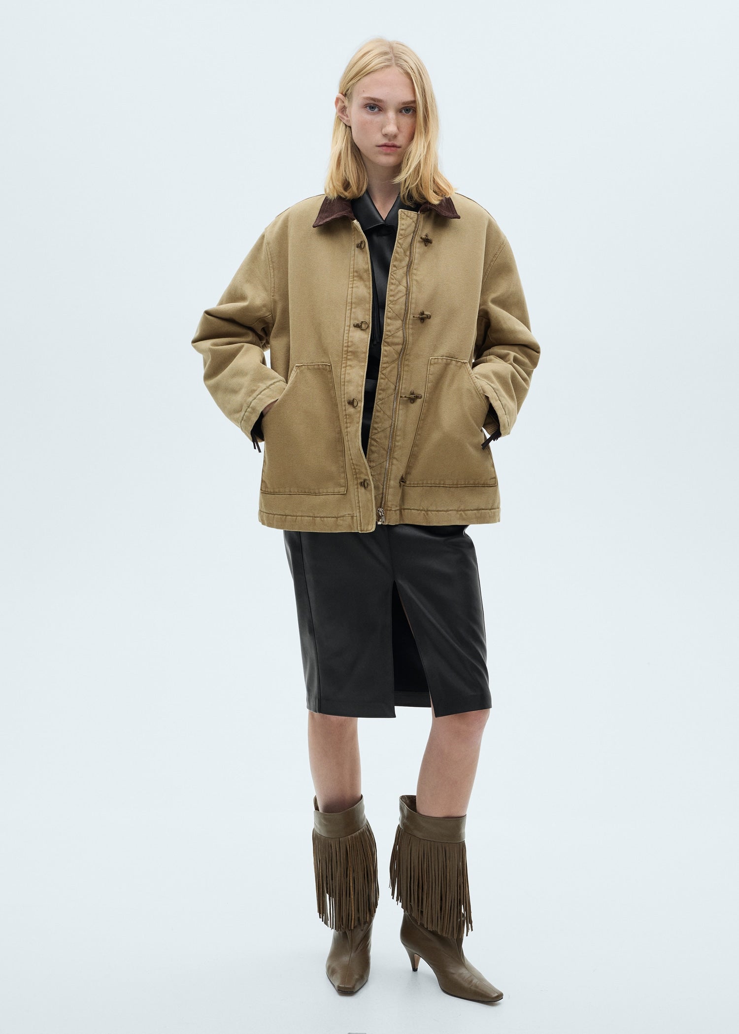 Parka with contrasting collar and pockets – Newin.Style