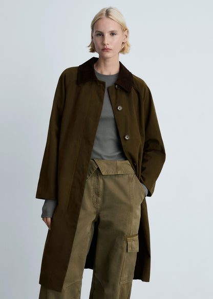 Long corduroy collar parka