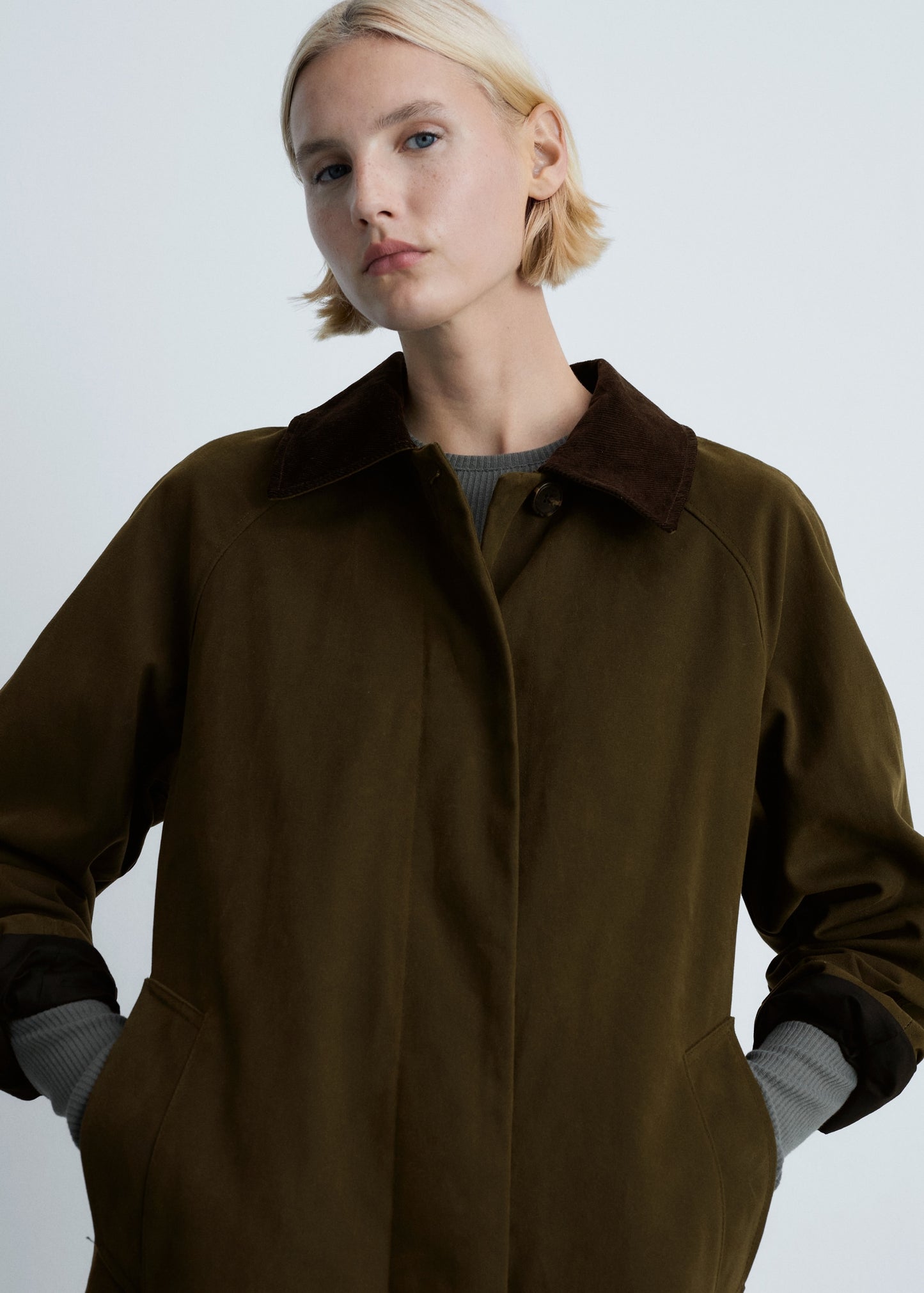 Long corduroy collar parka