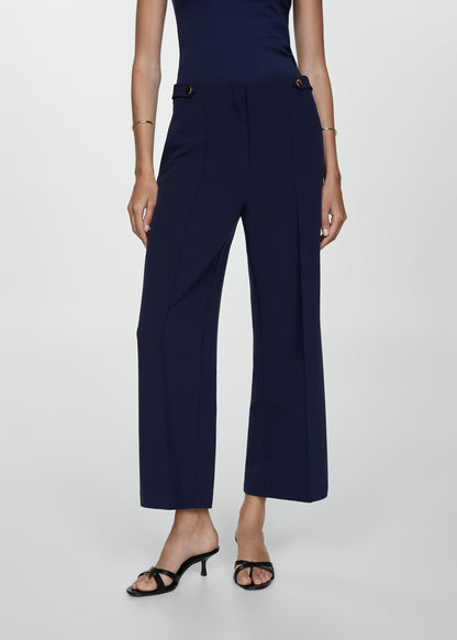 Buttons straight-fit trousers