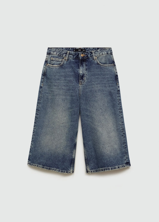 Wideleg denim bermuda shorts