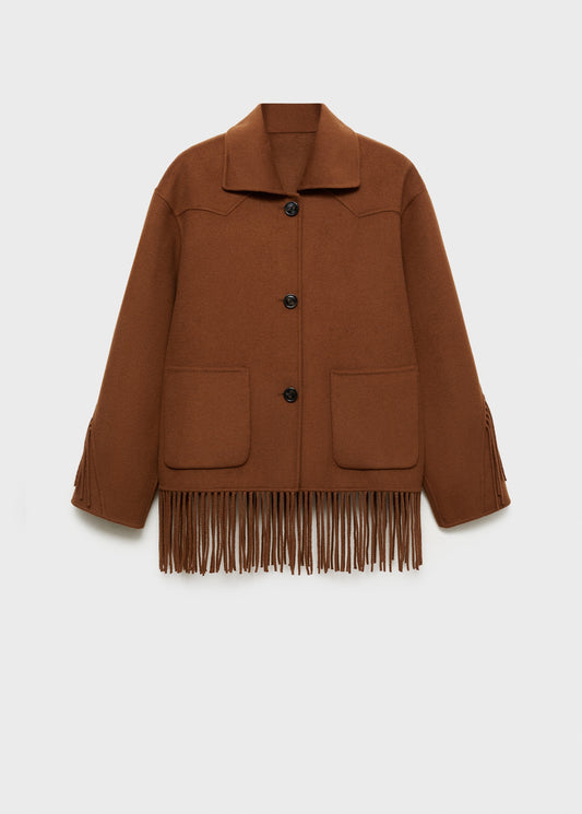 Fringed wool-blend jacket