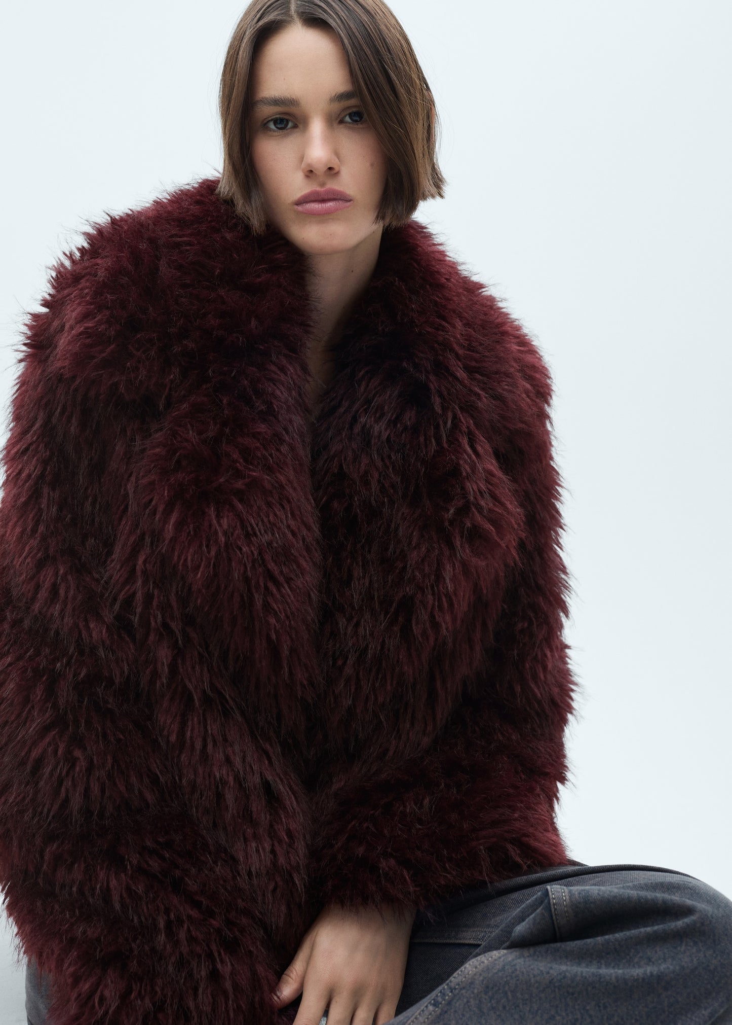 Fur jacket with lapels