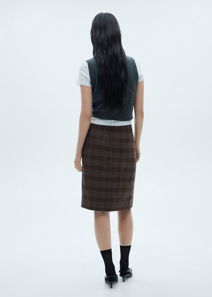 Check skirt with double belt