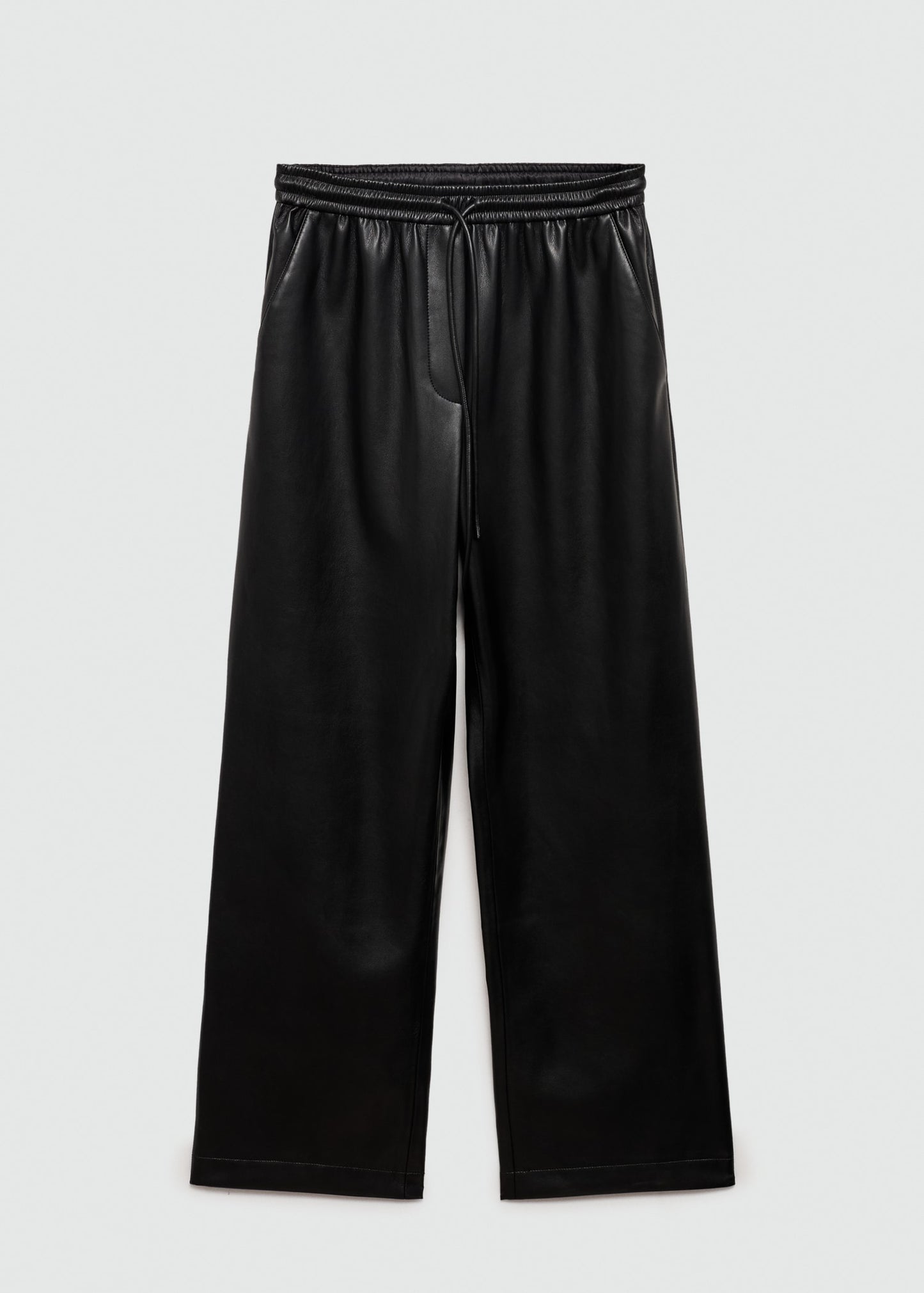 Leather-effect elastic waist trousers