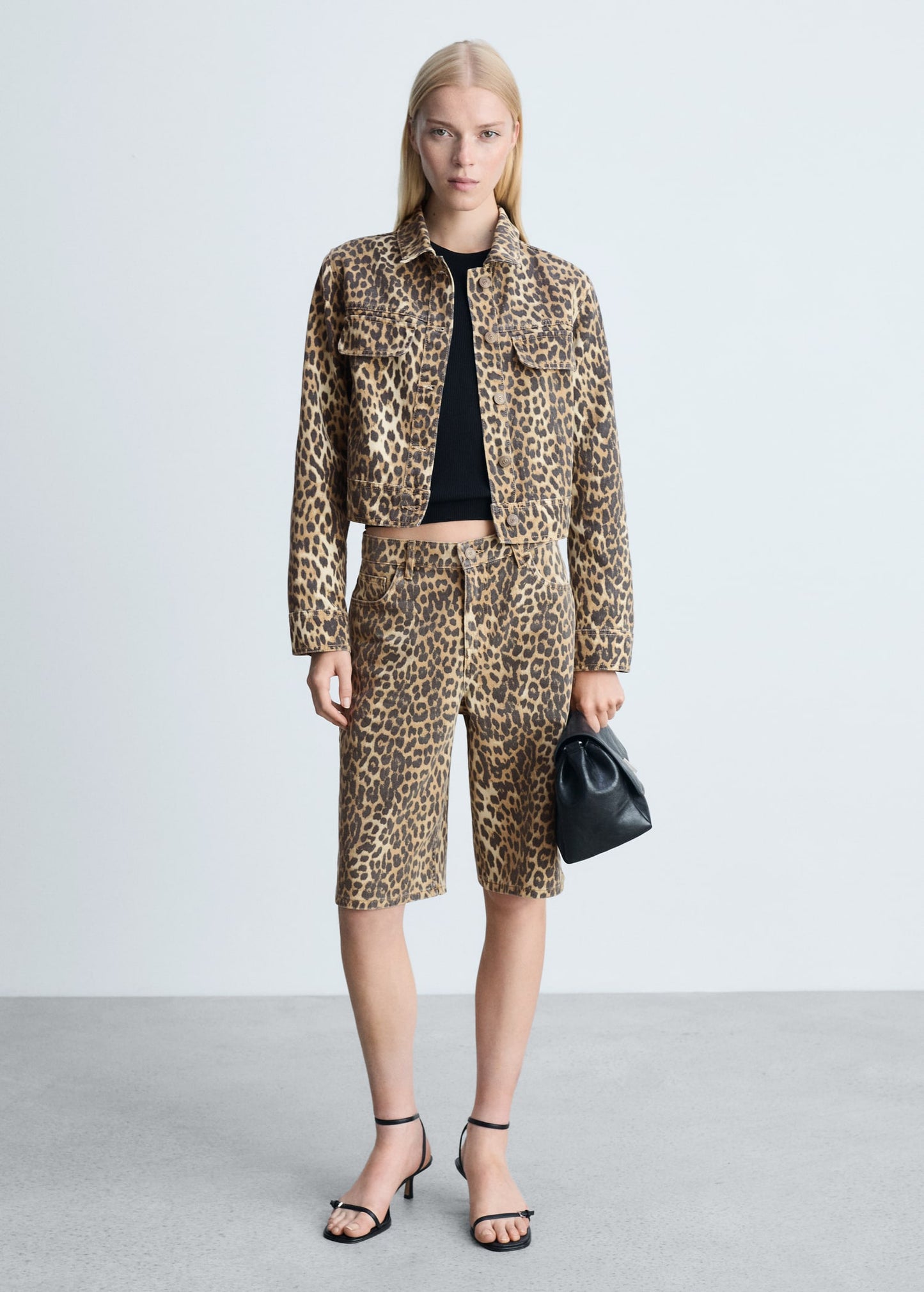 Leopard-print denim jacket