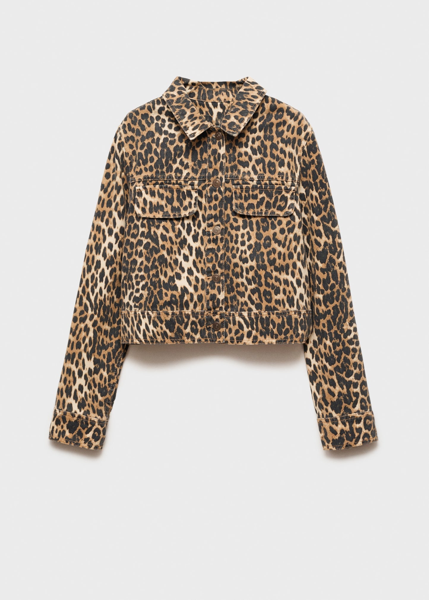 Leopard-print denim jacket