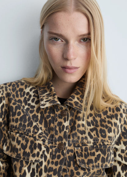 Leopard-print denim jacket