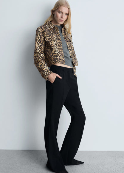 Leopard-print denim jacket