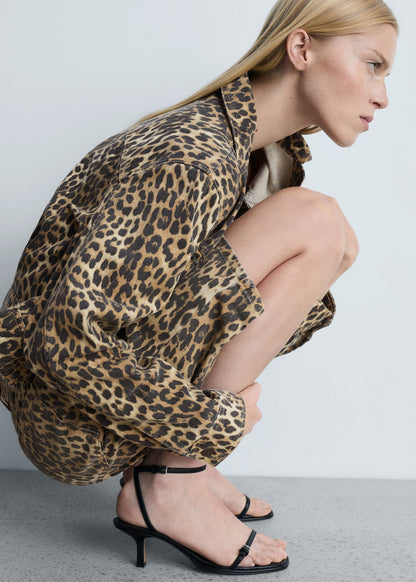 Leopard-print denim jacket