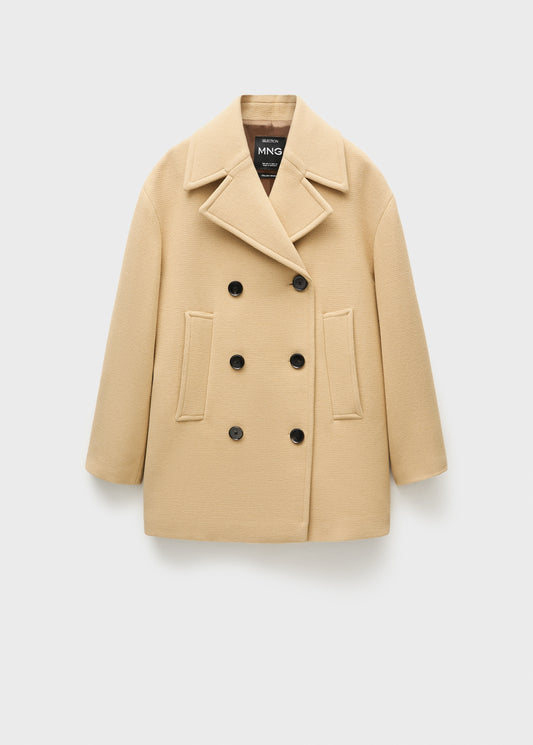 Double breasted virgin wool coat