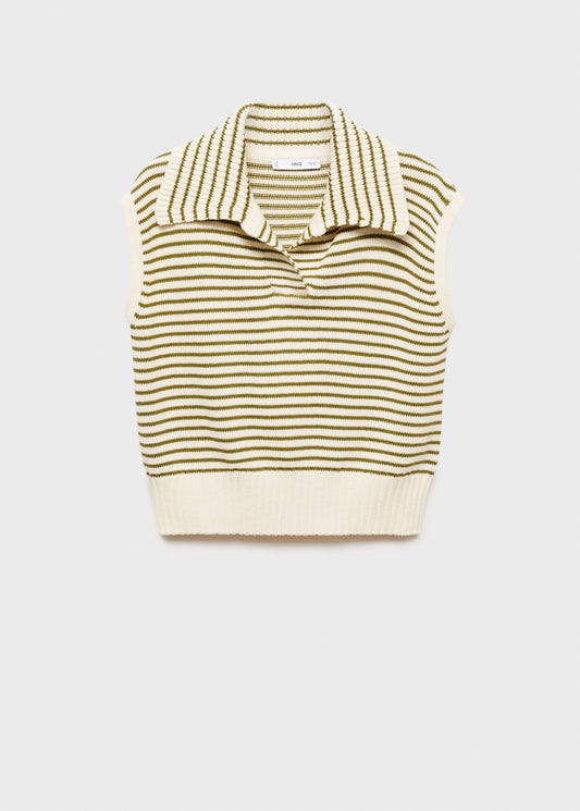 Striped knitted gilet