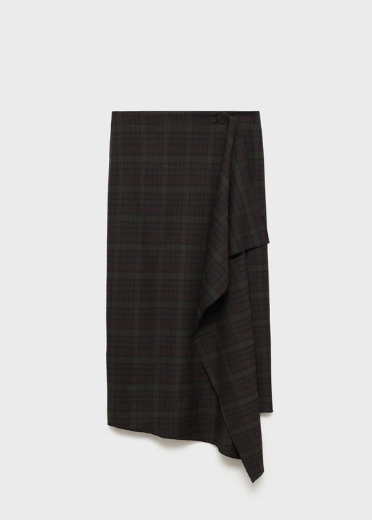 Checked asymmetric skirt