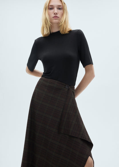 Checked asymmetric skirt