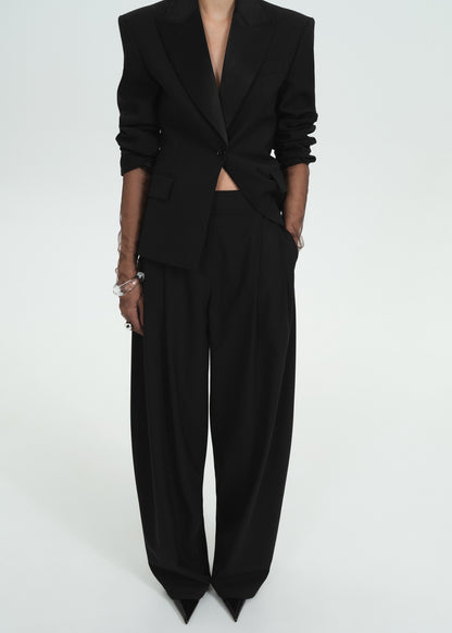 Pleat detail wool trousers