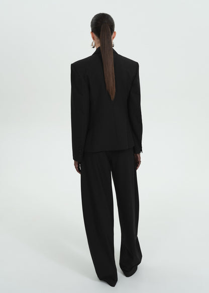 Pleat detail wool trousers