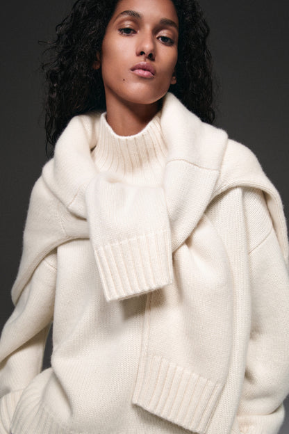 Chunky cashmere funnel-neck jumper