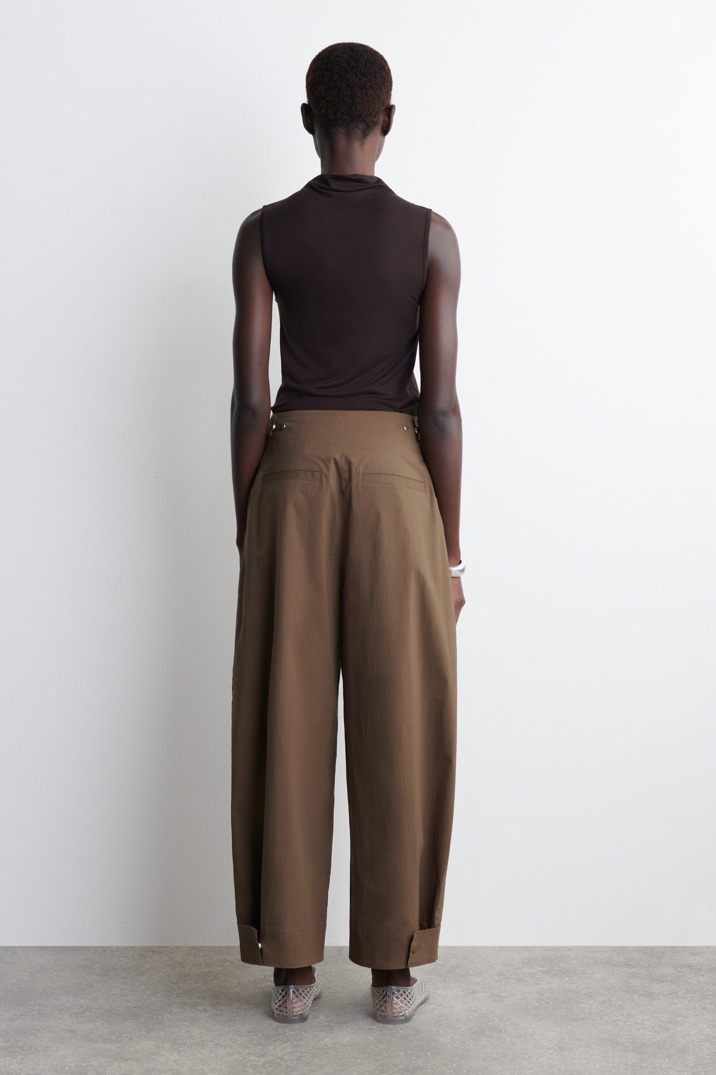 Cotton Barrel-Leg Trousers