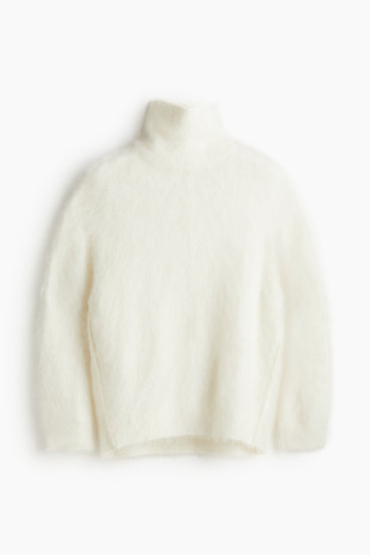 High-collar mohair-blend jumper