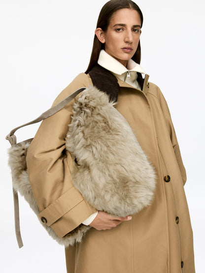 Shearling-Suede Tote Bag